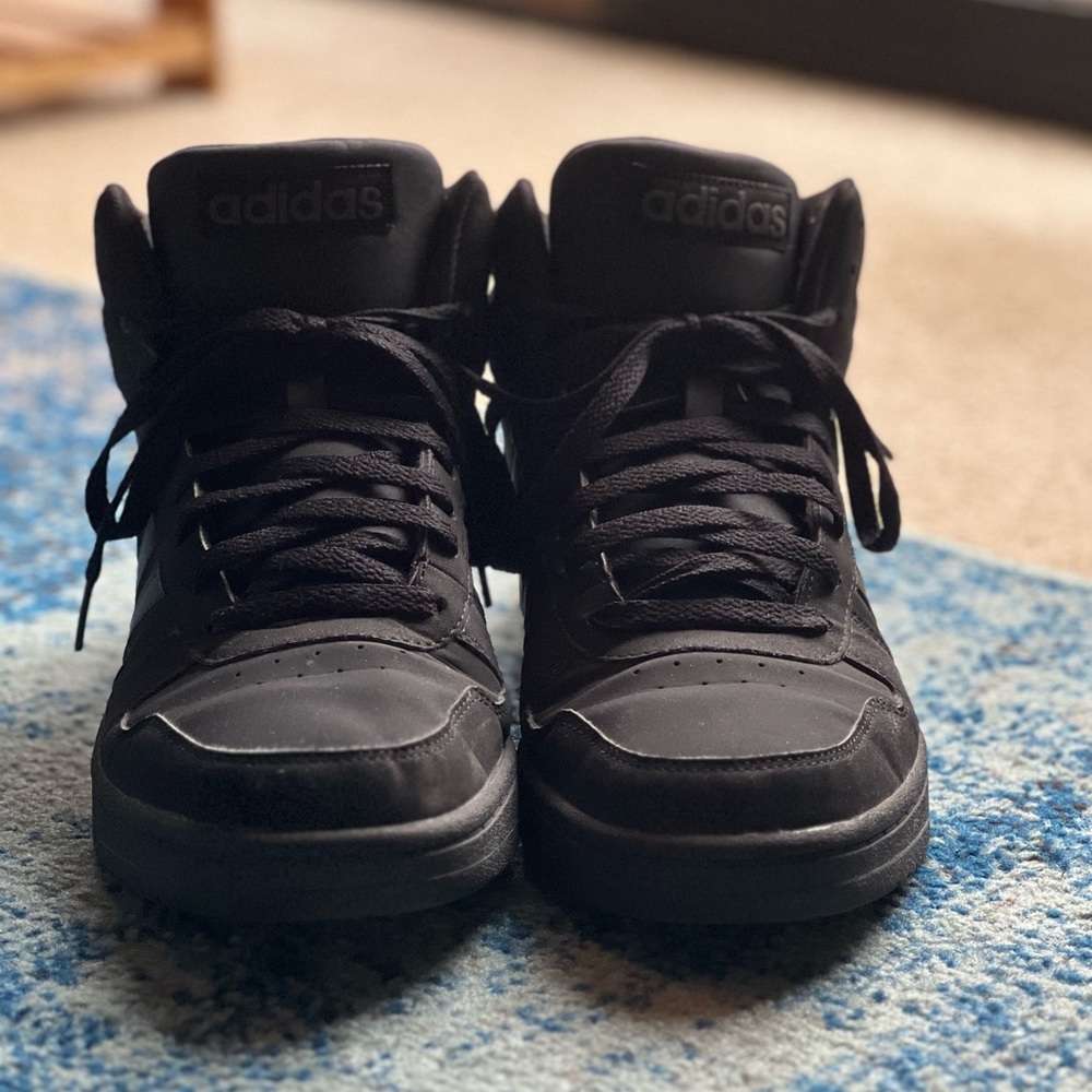 ADIDAS Hoops 2.0 Mid | Black on Black | US Men 9.5 | Good Condition - Picture 2 of 7